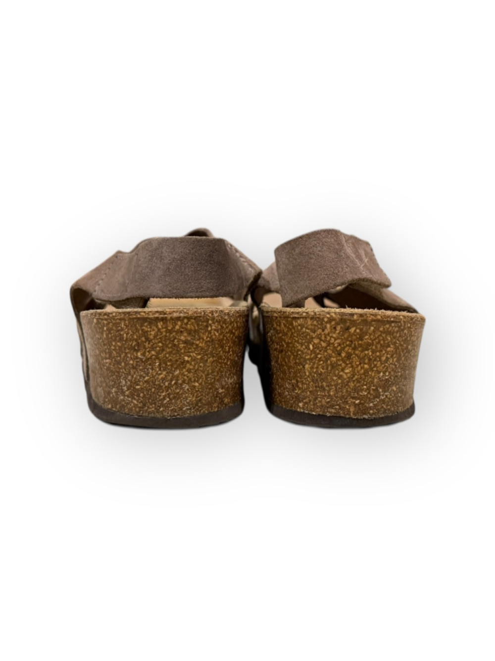 Autenti Leather Suede Slingback Cork Wedge Sandals Women's US 8–8.5 Taupe - Picture 5 of 7